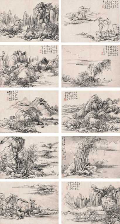 张宗苍 1737年作 蓬窗十景图册 册页